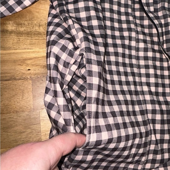 MYMO My Movement Double Zipper Hooded Pink Black Gingham Plaid Jacket Size XL - Picture 3 of 13